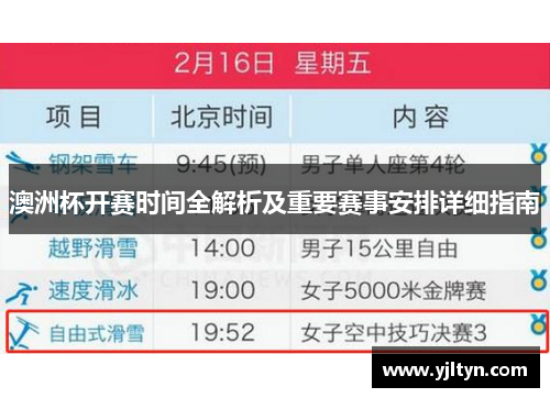 澳洲杯开赛时间全解析及重要赛事安排详细指南